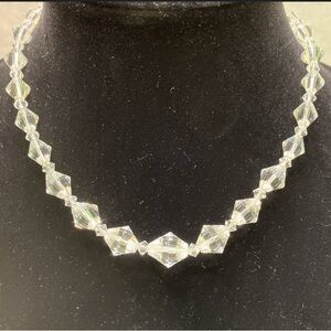 Vintage Faceted Clear Bicone Crystal Necklace